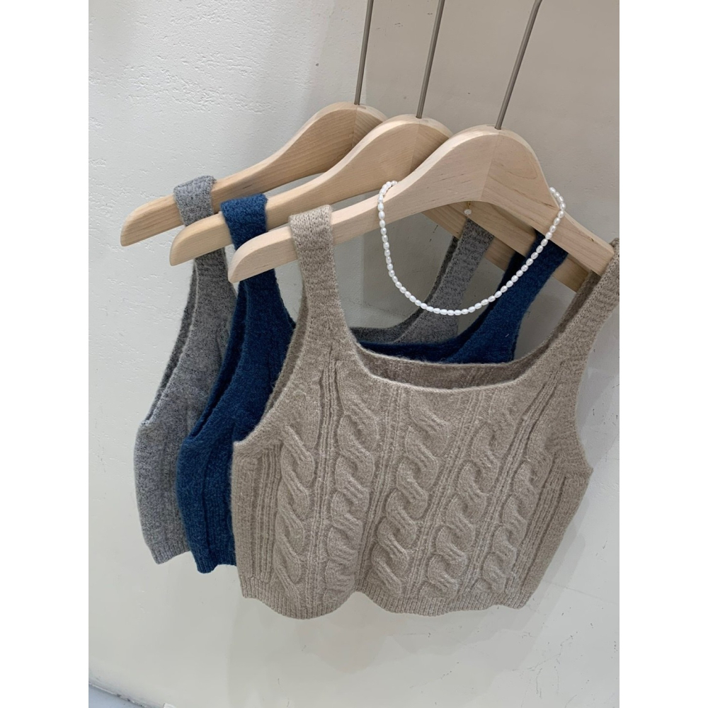 VENUSY｜ 韓國女裝｜秋冬針織修身羊毛小背心-細節圖2