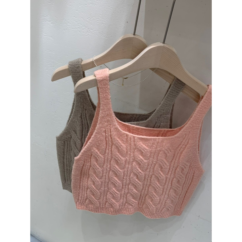 VENUSY｜ 韓國女裝｜秋冬針織修身羊毛小背心-細節圖4