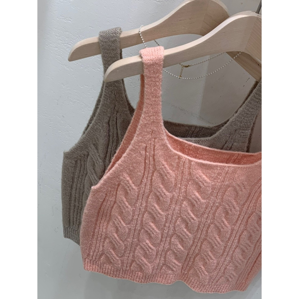 VENUSY｜ 韓國女裝｜秋冬針織修身羊毛小背心-細節圖5