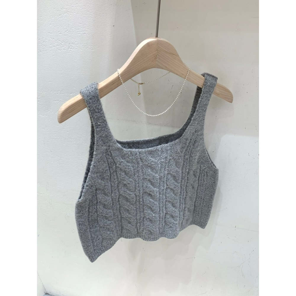 VENUSY｜ 韓國女裝｜秋冬針織修身羊毛小背心-細節圖6