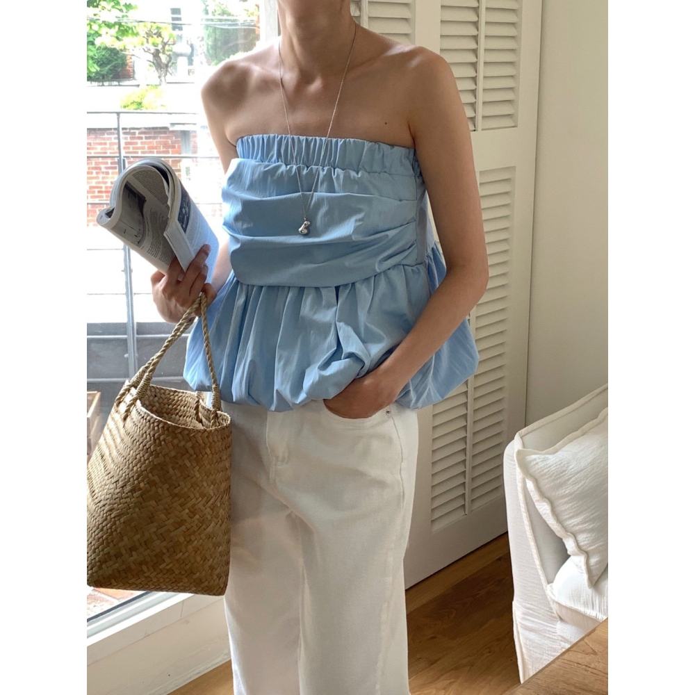 [換季優惠 售完斷貨] VENUSY｜ 甜美俏皮✔ 韓國女裝｜平口澎澎背心-細節圖2