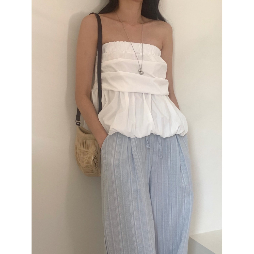 [換季優惠 售完斷貨] VENUSY｜ 甜美俏皮✔ 韓國女裝｜平口澎澎背心-細節圖4