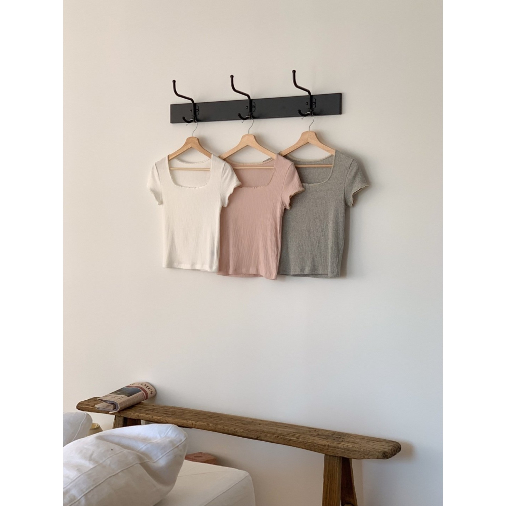 [換季優惠 售完斷貨] VENUSY｜ 韓國女裝｜蕾絲羅紋短袖T恤 韓國T恤-細節圖10