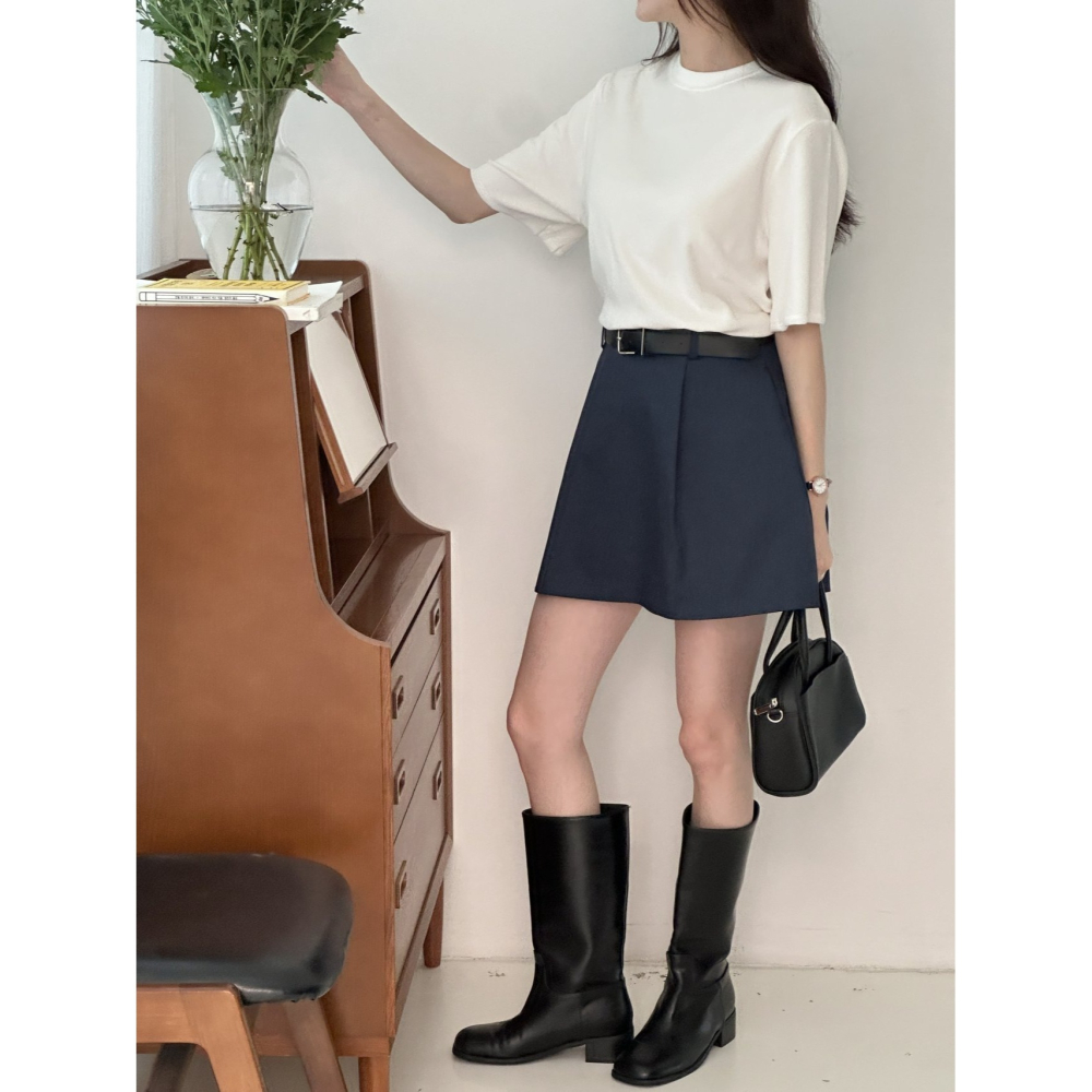 VENUSY｜ 顯質感秋冬款✔ 韓國女裝｜針摺南瓜短裙-細節圖2