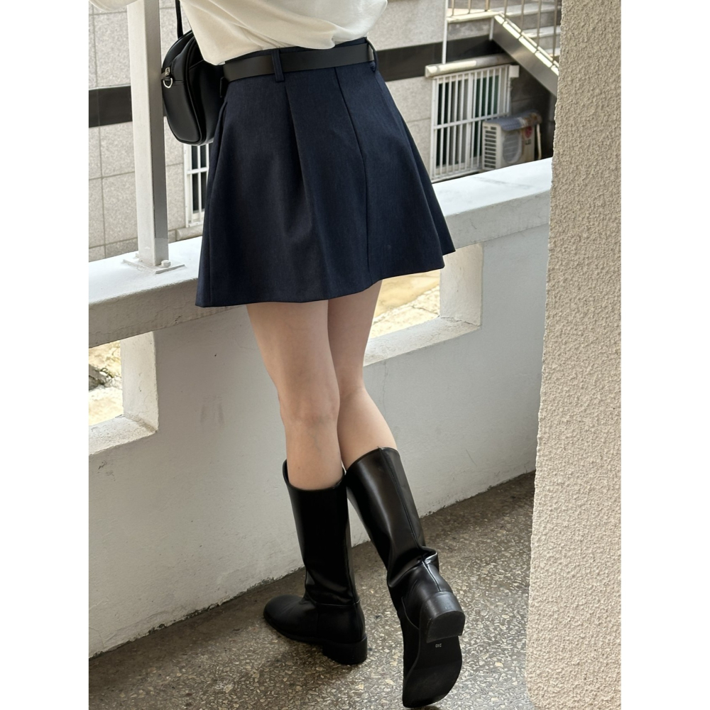 VENUSY｜ 顯質感秋冬款✔ 韓國女裝｜針摺南瓜短裙-細節圖5