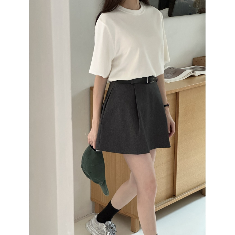 VENUSY｜ 顯質感秋冬款✔ 韓國女裝｜針摺南瓜短裙-細節圖7