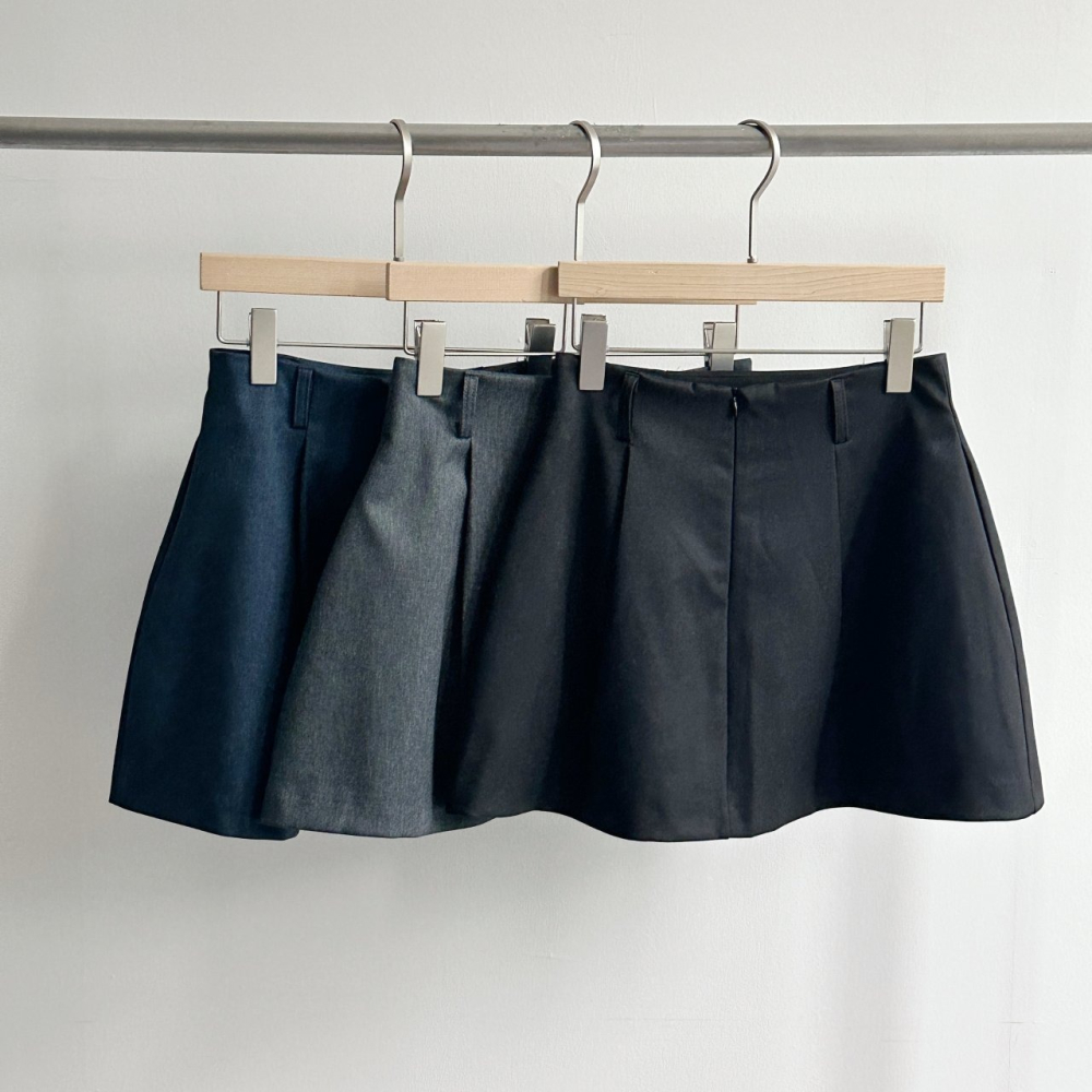 VENUSY｜ 顯質感秋冬款✔ 韓國女裝｜針摺南瓜短裙-細節圖9