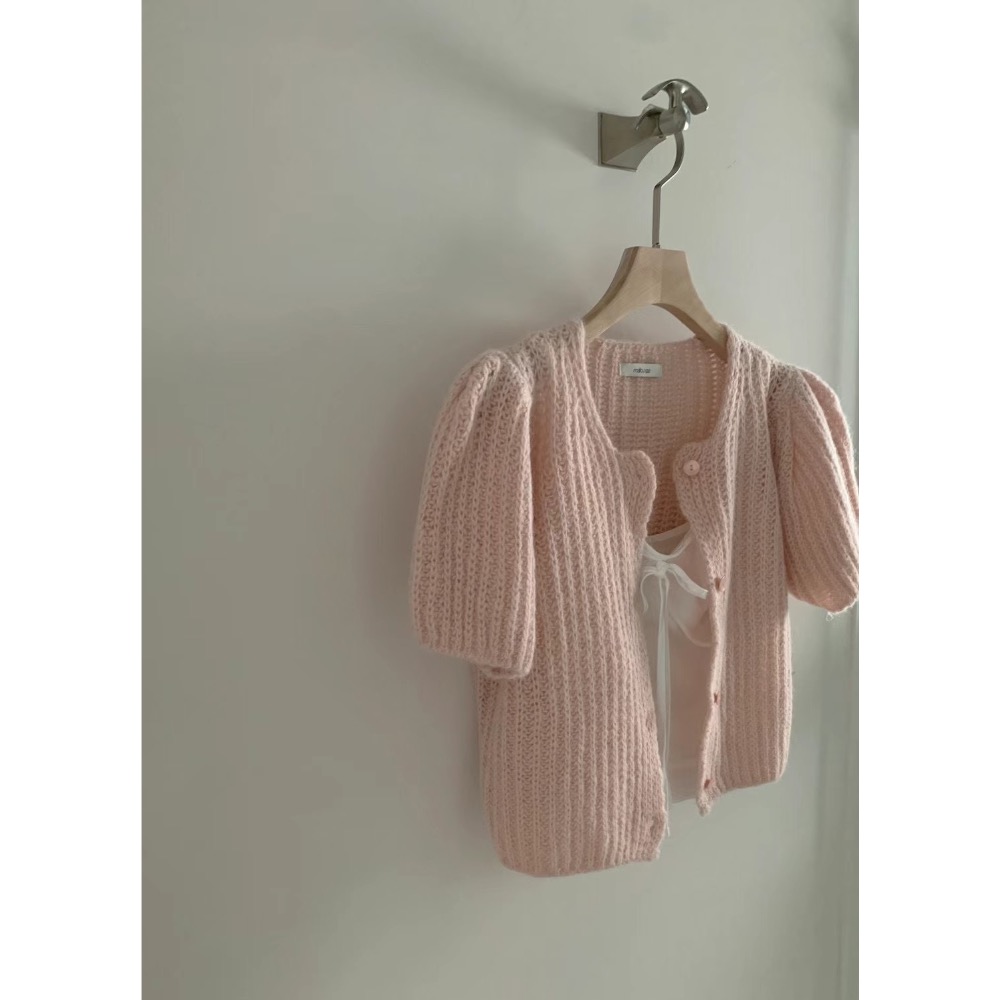 VENUSY｜ 小眾極可愛✔ 韓國女裝｜羊毛針織澎澎袖小外套-細節圖2