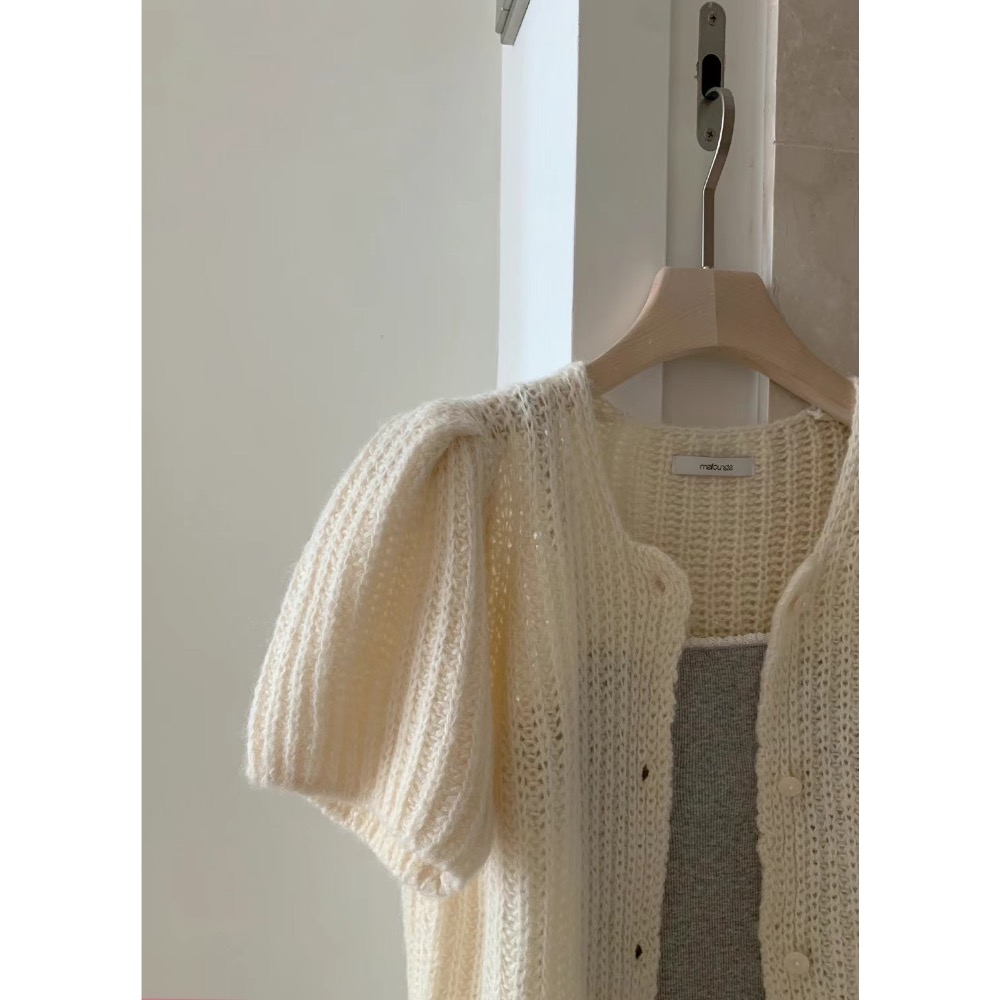 VENUSY｜ 小眾極可愛✔ 韓國女裝｜羊毛針織澎澎袖小外套-細節圖3