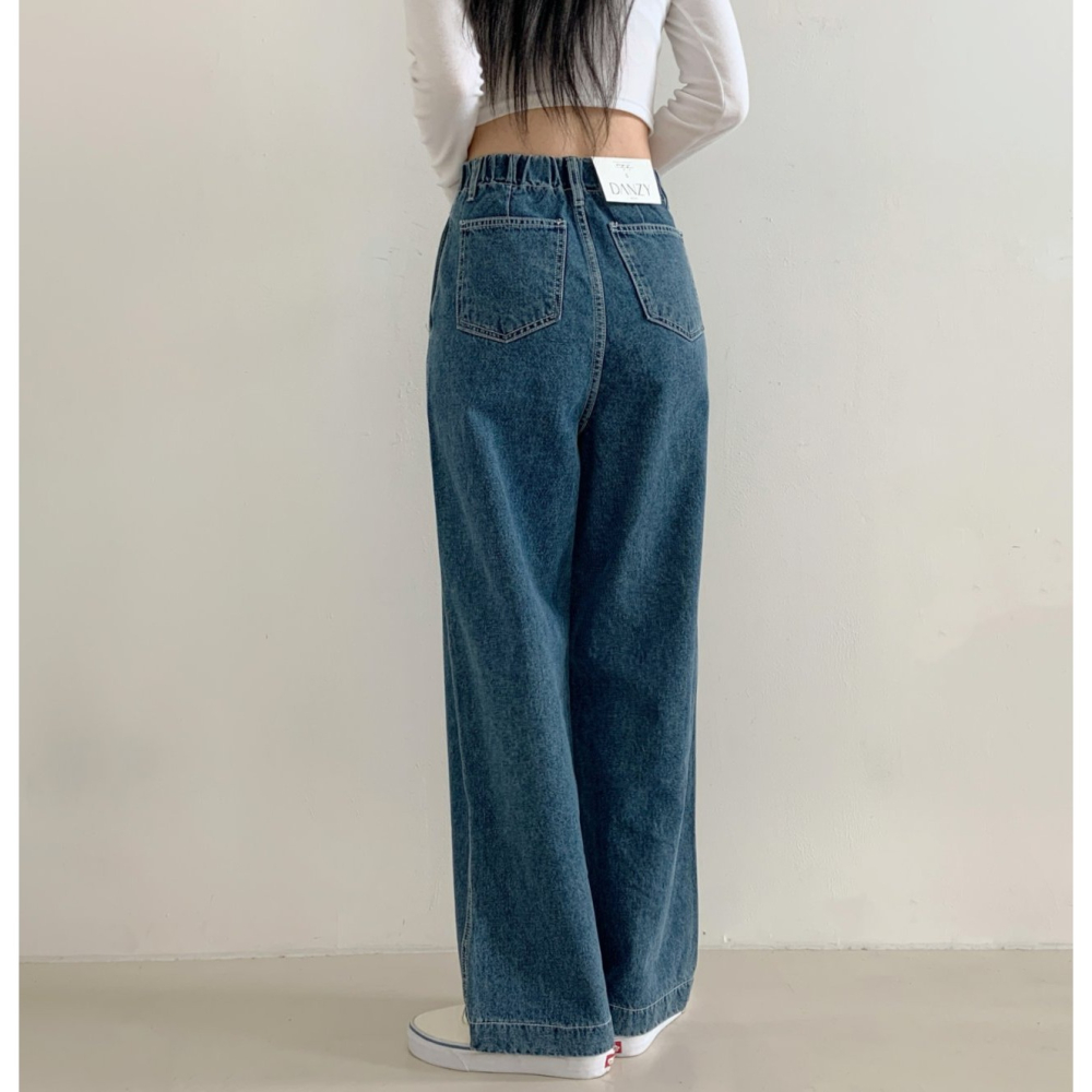 VENUSY｜正韓🇰🇷 - 版型嚴選✔ 韓國女裝｜純棉側口袋高腰直筒牛仔褲 韓國牛仔褲-細節圖4