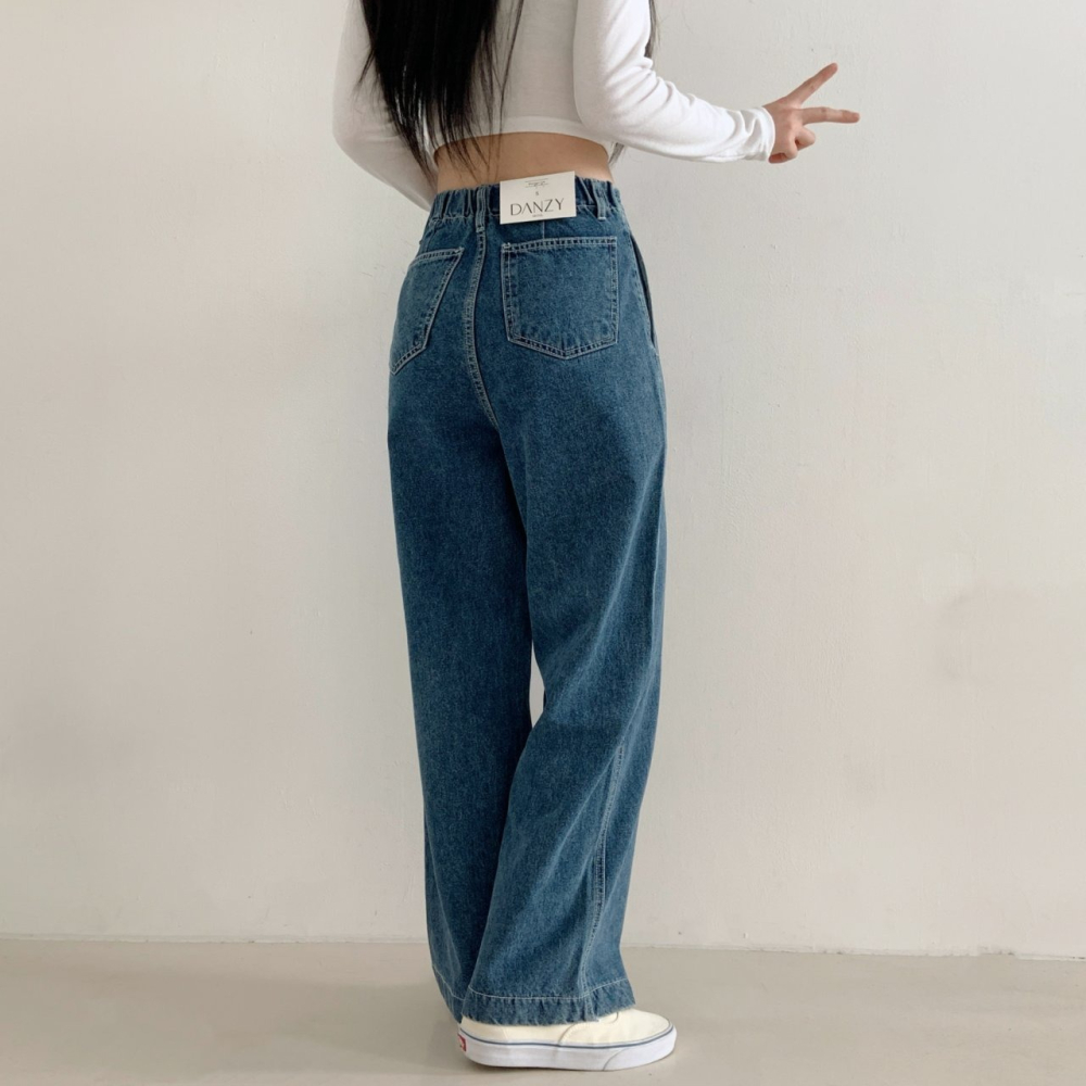 VENUSY｜正韓🇰🇷 - 版型嚴選✔ 韓國女裝｜純棉側口袋高腰直筒牛仔褲 韓國牛仔褲-細節圖5