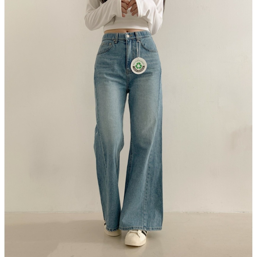 VENUSY｜正韓🇰🇷 - 純棉透氣舒適☀ 韓國女裝｜純棉隧道式水洗牛仔褲 韓國牛仔褲-細節圖8