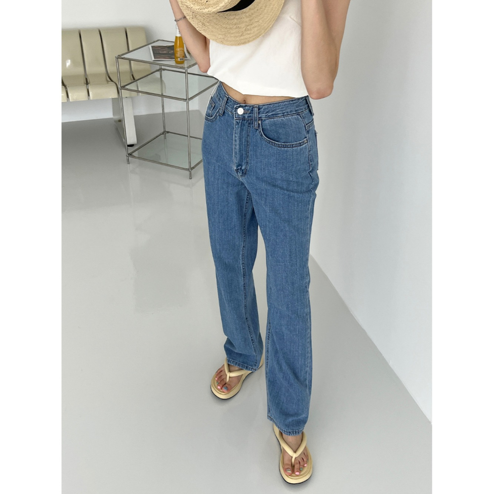 VENUSY｜正韓🇰🇷 - 純棉透氣舒適☀ 韓國女裝｜純棉寬鬆直筒牛仔褲 韓國牛仔褲-細節圖5