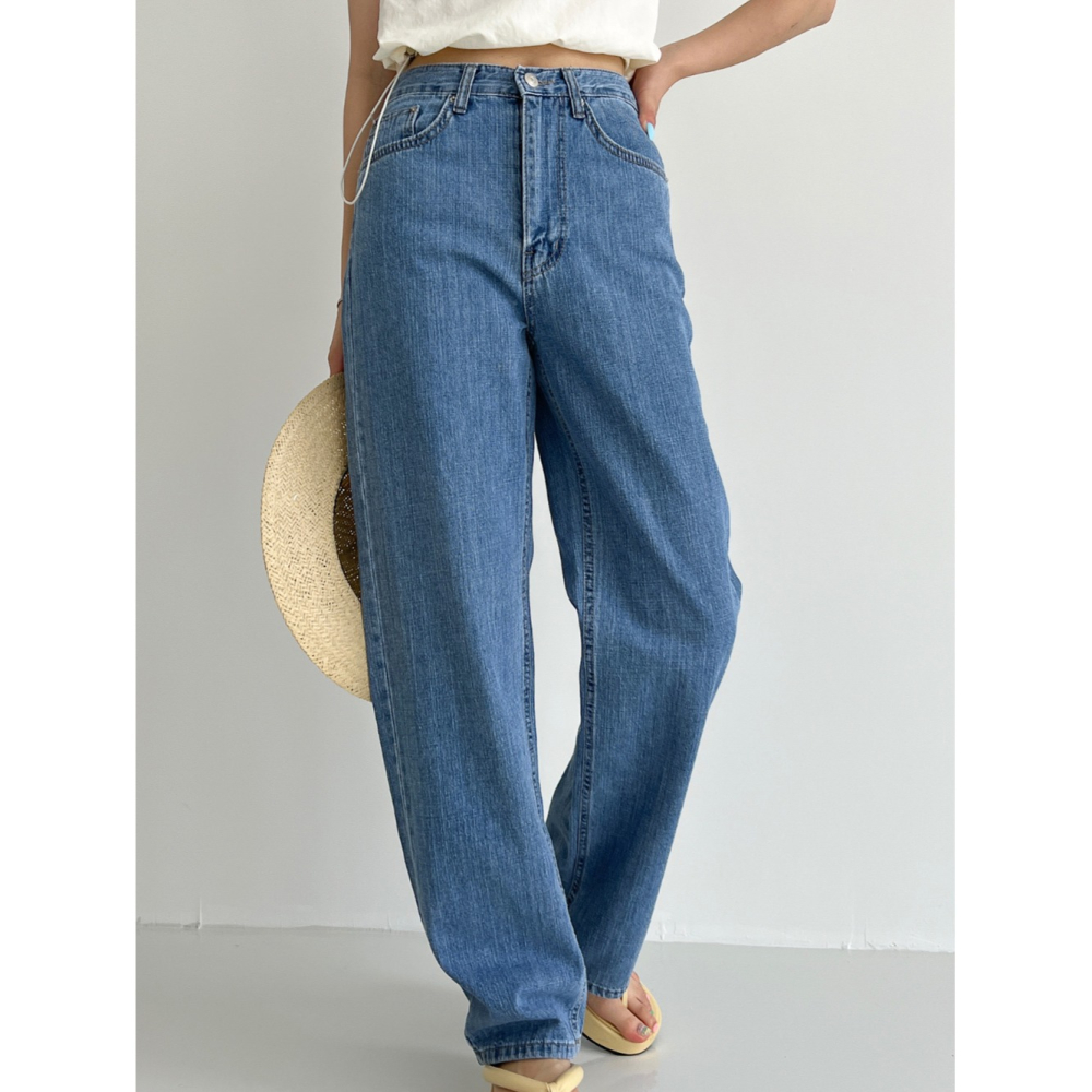 VENUSY｜正韓🇰🇷 - 純棉透氣舒適☀ 韓國女裝｜純棉寬鬆直筒牛仔褲 韓國牛仔褲-細節圖7