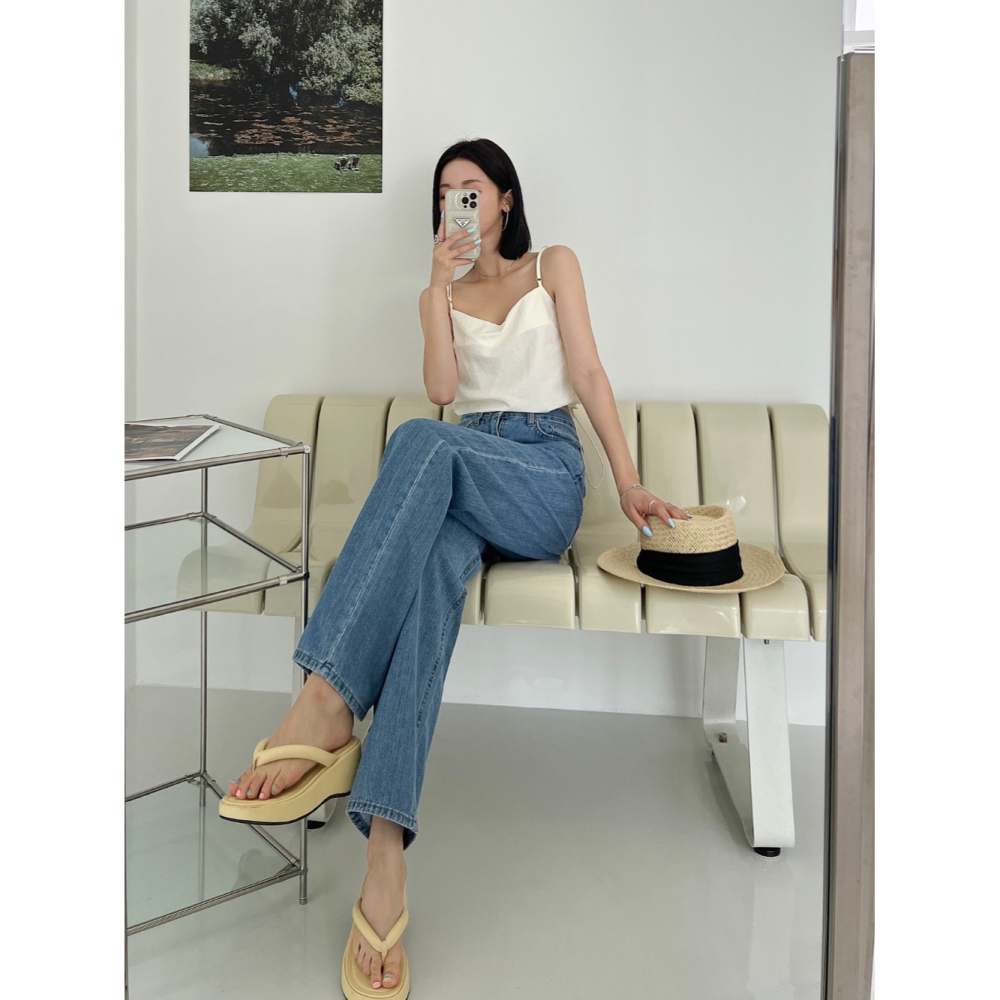 VENUSY｜正韓🇰🇷 - 純棉透氣舒適☀ 韓國女裝｜純棉寬鬆直筒牛仔褲 韓國牛仔褲-細節圖11
