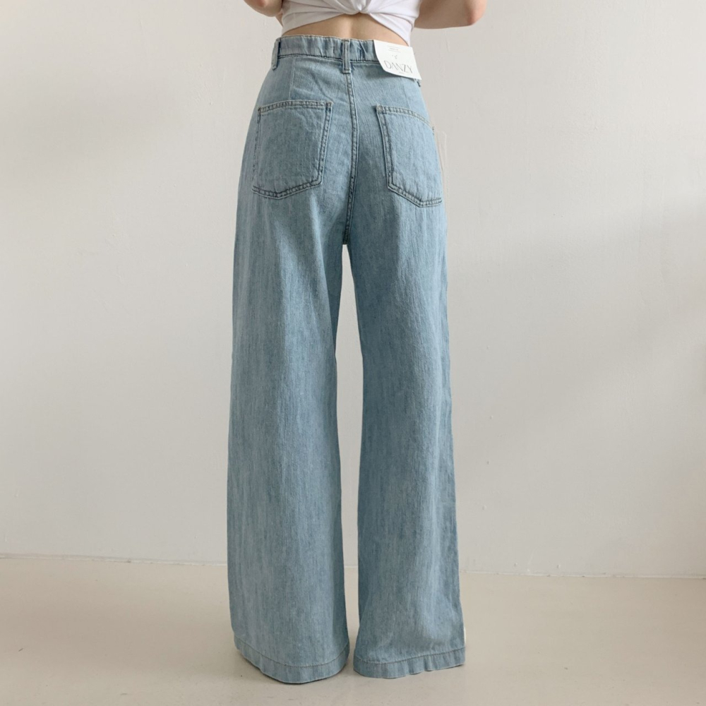 [現貨+預購] VENUSY｜正韓🇰🇷 - 韓國女裝｜棉質六角口袋牛仔褲 韓國牛仔褲 類亞麻牛仔長褲-細節圖5