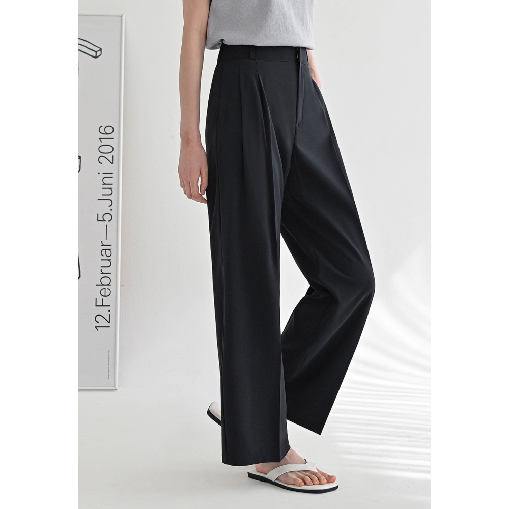 [現貨 24H] VENUSY｜正韓🇰🇷 - 韓國女裝｜雙扣寬鬆涼感西褲-細節圖5