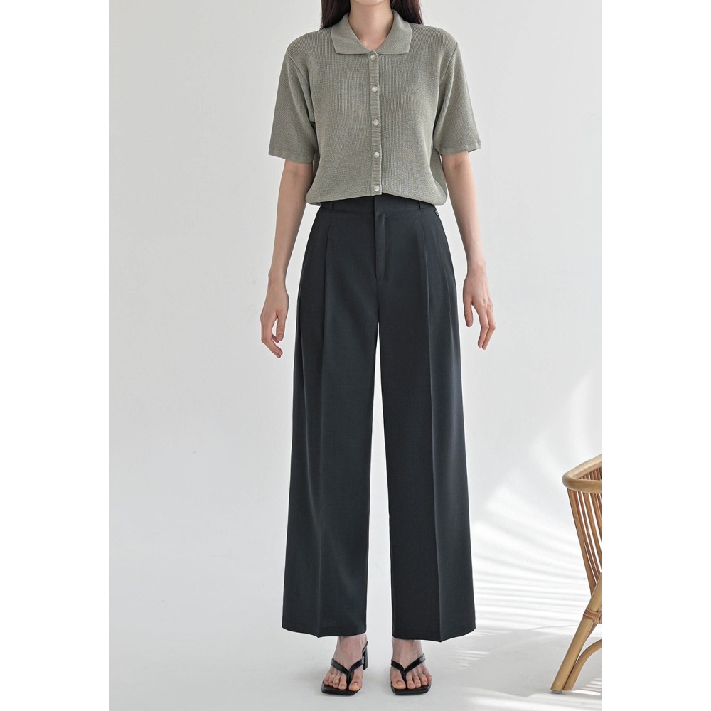 [現貨 24H] VENUSY｜正韓🇰🇷 - 韓國女裝｜雙扣寬鬆涼感西褲-細節圖6