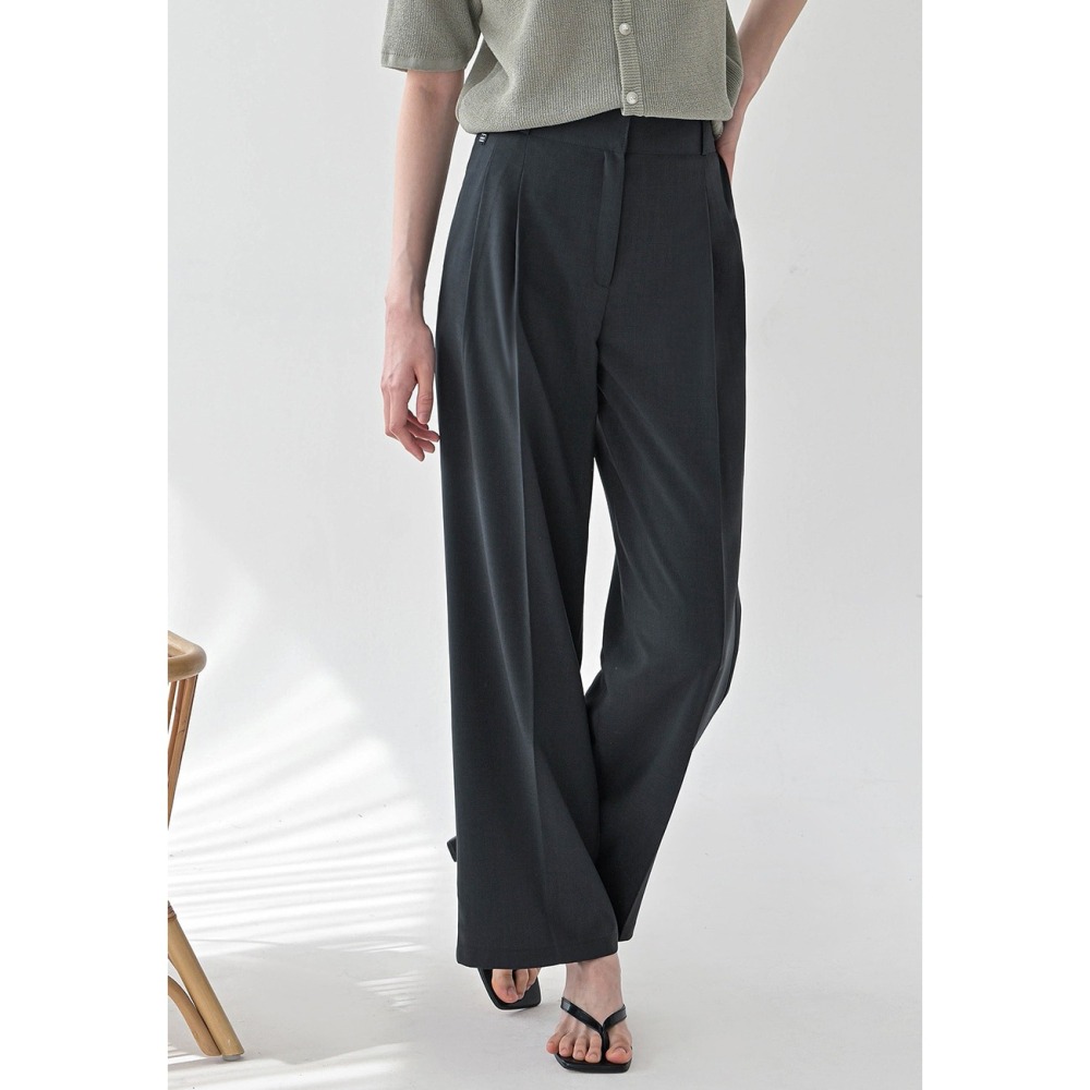 [現貨 24H] VENUSY｜正韓🇰🇷 - 韓國女裝｜雙扣寬鬆涼感西褲-細節圖8