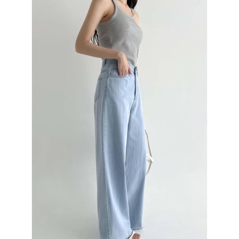 [現貨] VENUSY｜正韓🇰🇷 - 純棉透氣舒適☀ 韓國女裝｜純棉寬鬆闊腿牛仔褲 韓國牛仔褲-細節圖3