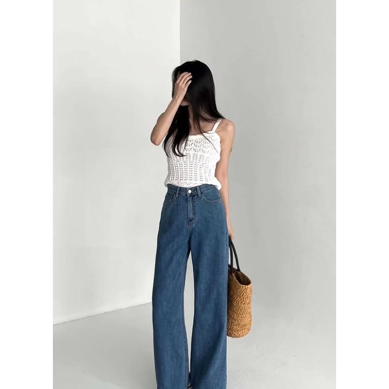 [現貨] VENUSY｜正韓🇰🇷 - 純棉透氣舒適☀ 韓國女裝｜純棉寬鬆闊腿牛仔褲 韓國牛仔褲-細節圖11