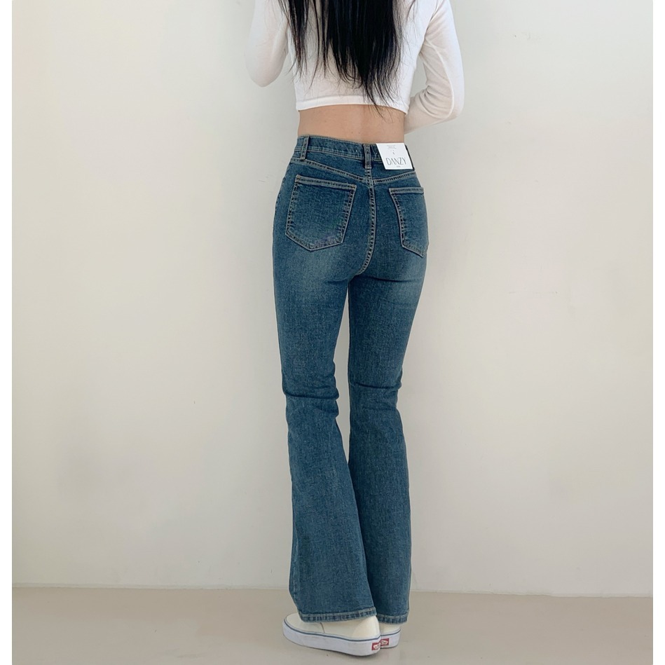 VENUSY｜正韓🇰🇷 - 𝟿𝟽%棉 透氣舒適☀ 韓國女裝｜彈力半喇叭牛仔褲 韓國牛仔褲-細節圖6