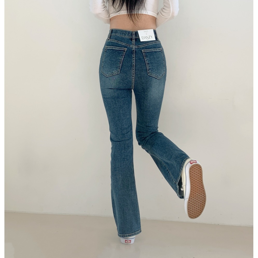 VENUSY｜正韓🇰🇷 - 𝟿𝟽%棉 透氣舒適☀ 韓國女裝｜彈力半喇叭牛仔褲 韓國牛仔褲-細節圖7