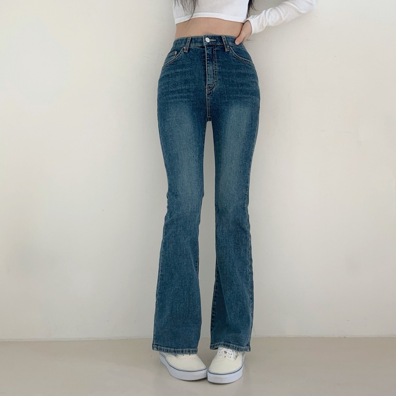 VENUSY｜正韓🇰🇷 - 𝟿𝟽%棉 透氣舒適☀ 韓國女裝｜彈力半喇叭牛仔褲 韓國牛仔褲-細節圖8