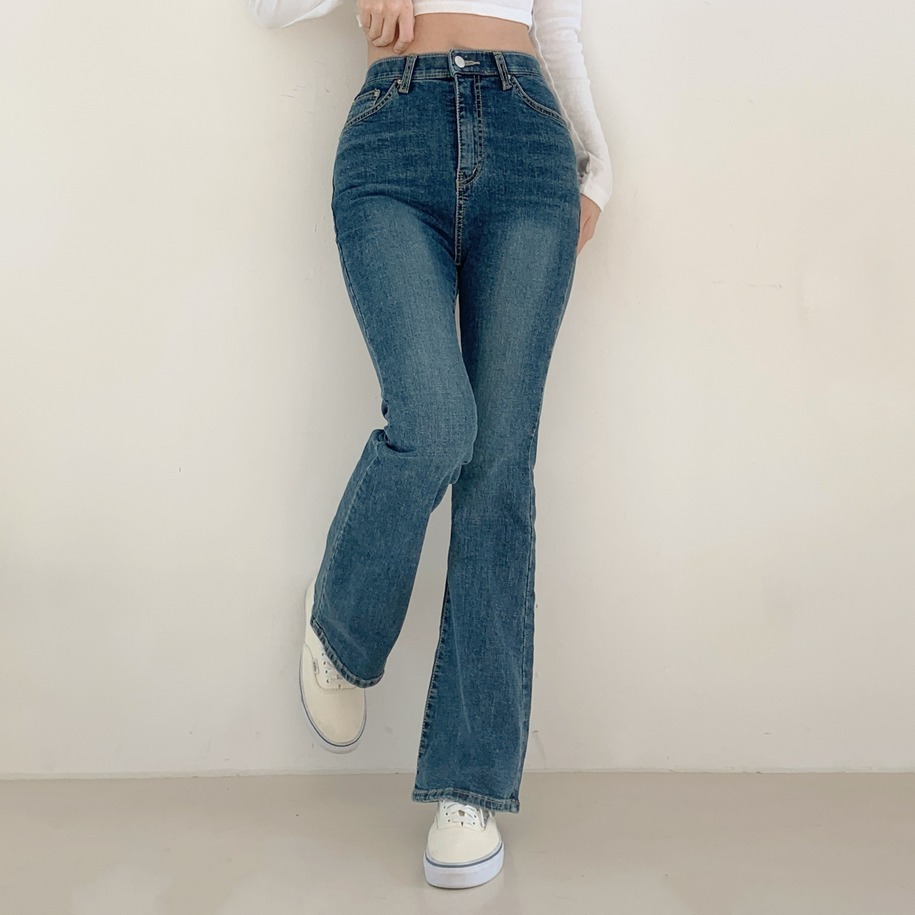 VENUSY｜正韓🇰🇷 - 𝟿𝟽%棉 透氣舒適☀ 韓國女裝｜彈力半喇叭牛仔褲 韓國牛仔褲-細節圖9