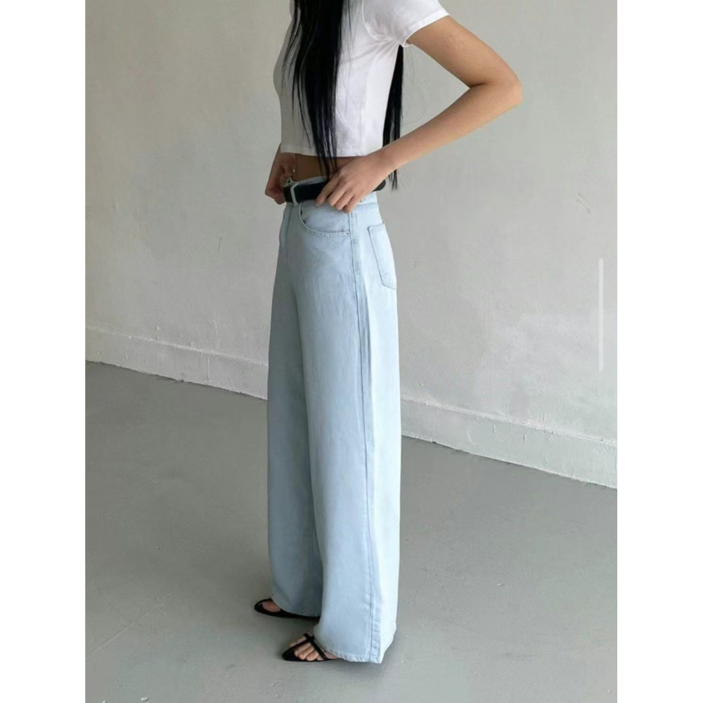 VENUSY｜正韓🇰🇷 - 韓國女裝｜天絲寬版牛仔褲 韓國牛仔褲-細節圖2
