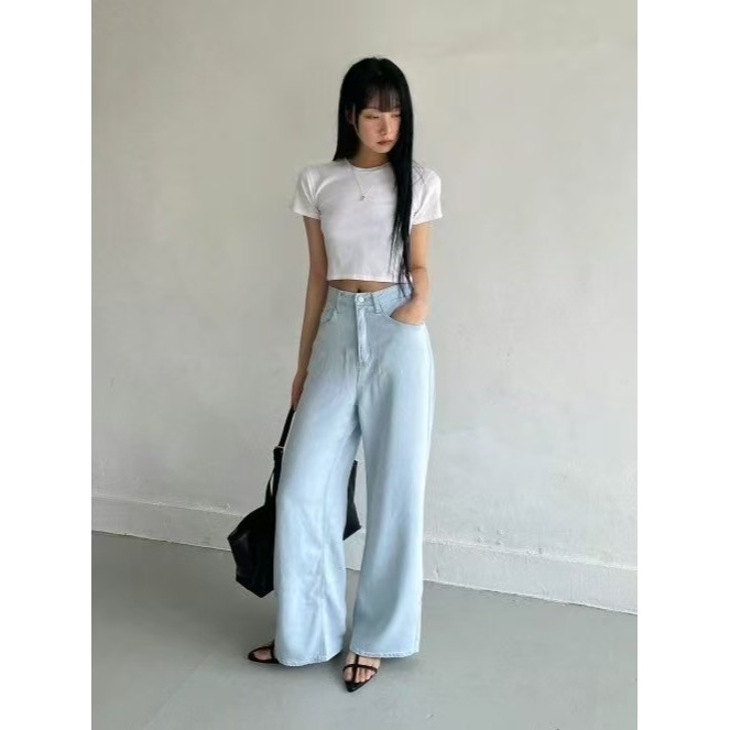 VENUSY｜正韓🇰🇷 - 韓國女裝｜天絲寬版牛仔褲 韓國牛仔褲-細節圖3