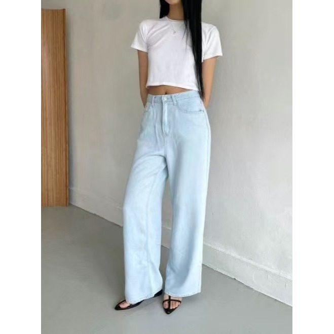 VENUSY｜正韓🇰🇷 - 韓國女裝｜天絲寬版牛仔褲 韓國牛仔褲-細節圖4