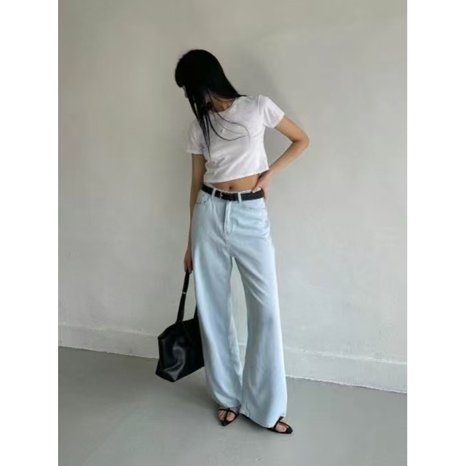 VENUSY｜正韓🇰🇷 - 韓國女裝｜天絲寬版牛仔褲 韓國牛仔褲-細節圖5