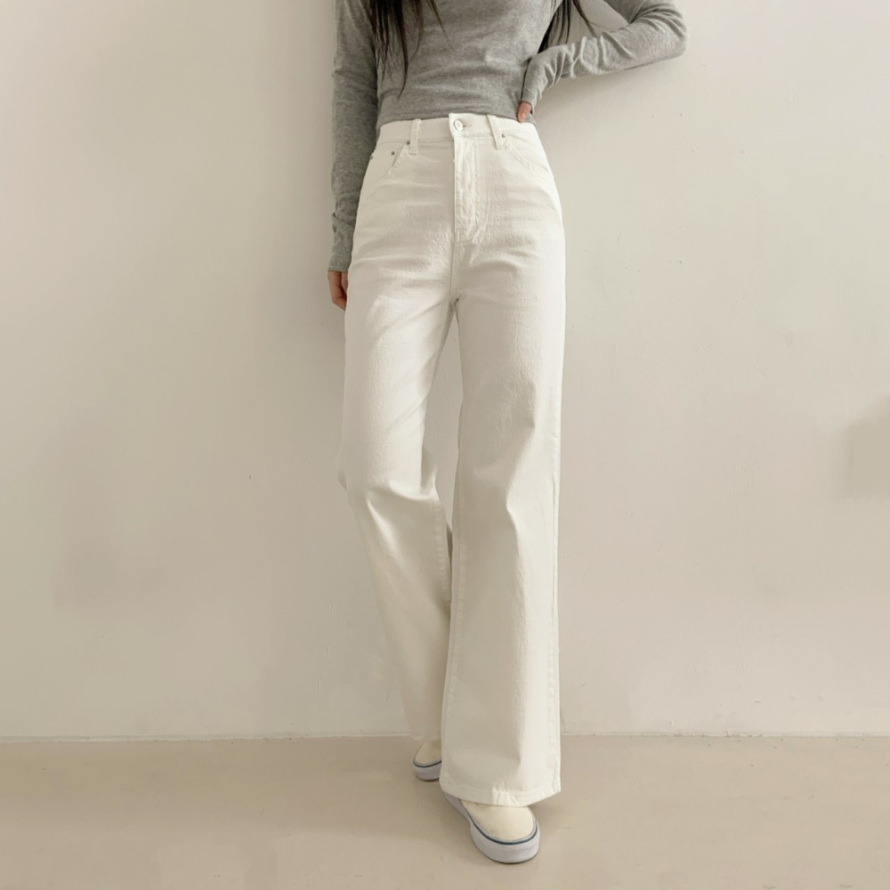 VENUSY｜正韓🇰🇷 - 𝟫𝟩%棉☀ 韓國女裝｜棉質高腰彈力腰帶微喇牛仔褲 韓國牛仔褲-細節圖6