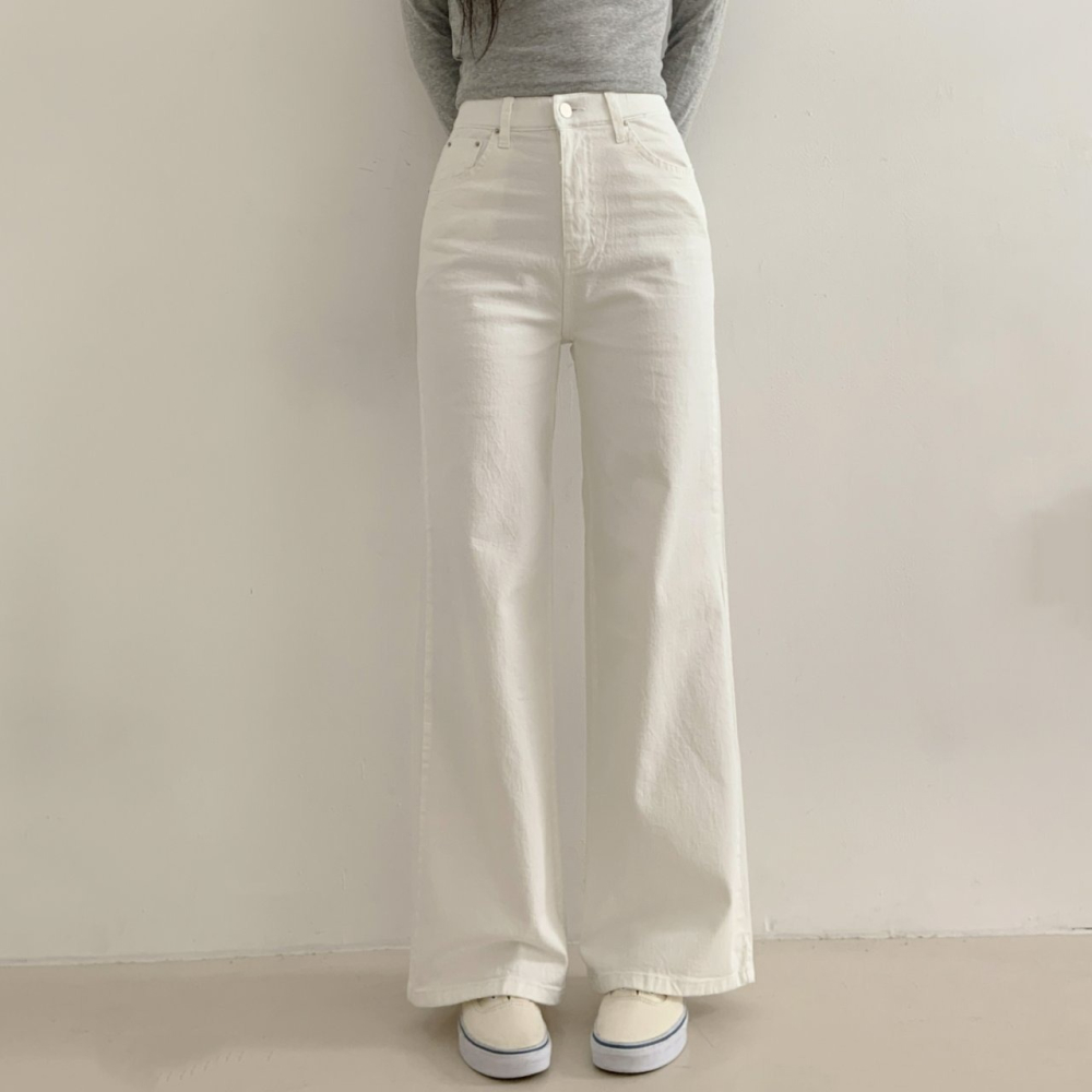 VENUSY｜正韓🇰🇷 - 𝟫𝟩%棉☀ 韓國女裝｜棉質高腰彈力腰帶微喇牛仔褲 韓國牛仔褲-細節圖7