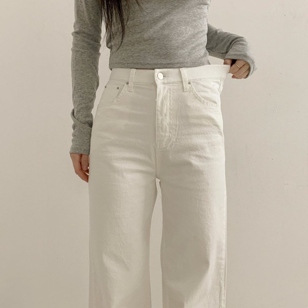 VENUSY｜正韓🇰🇷 - 𝟫𝟩%棉☀ 韓國女裝｜棉質高腰彈力腰帶微喇牛仔褲 韓國牛仔褲-細節圖8