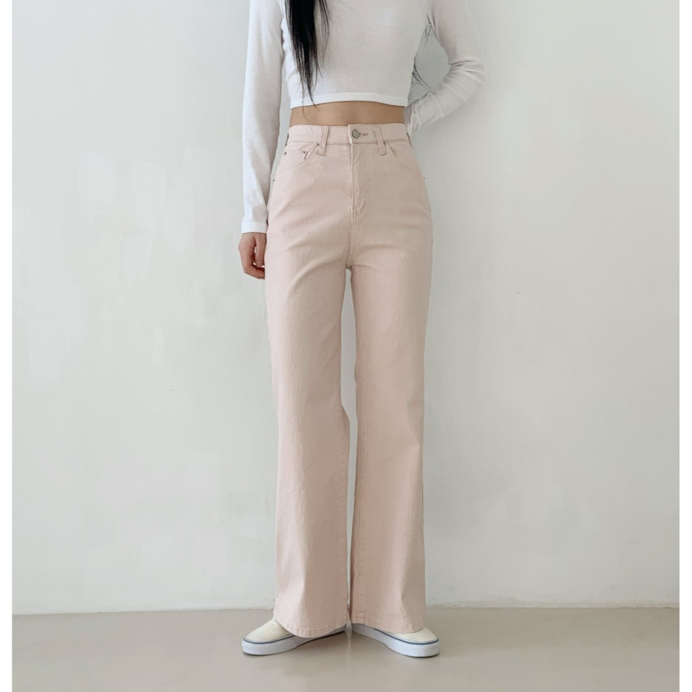 VENUSY｜正韓🇰🇷 - 𝟫𝟩%棉☀ 韓國女裝｜棉質高腰彈力腰帶微喇牛仔褲 韓國牛仔褲-細節圖10