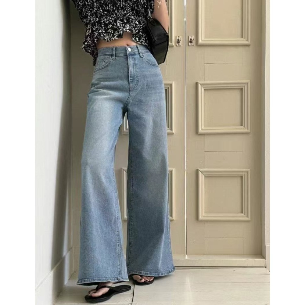 [現貨+預購] VENUSY｜正韓🇰🇷 - 舒適親膚彈性✓ 韓國女裝｜寬鬆長靴型牛仔褲 韓國牛仔褲-細節圖4