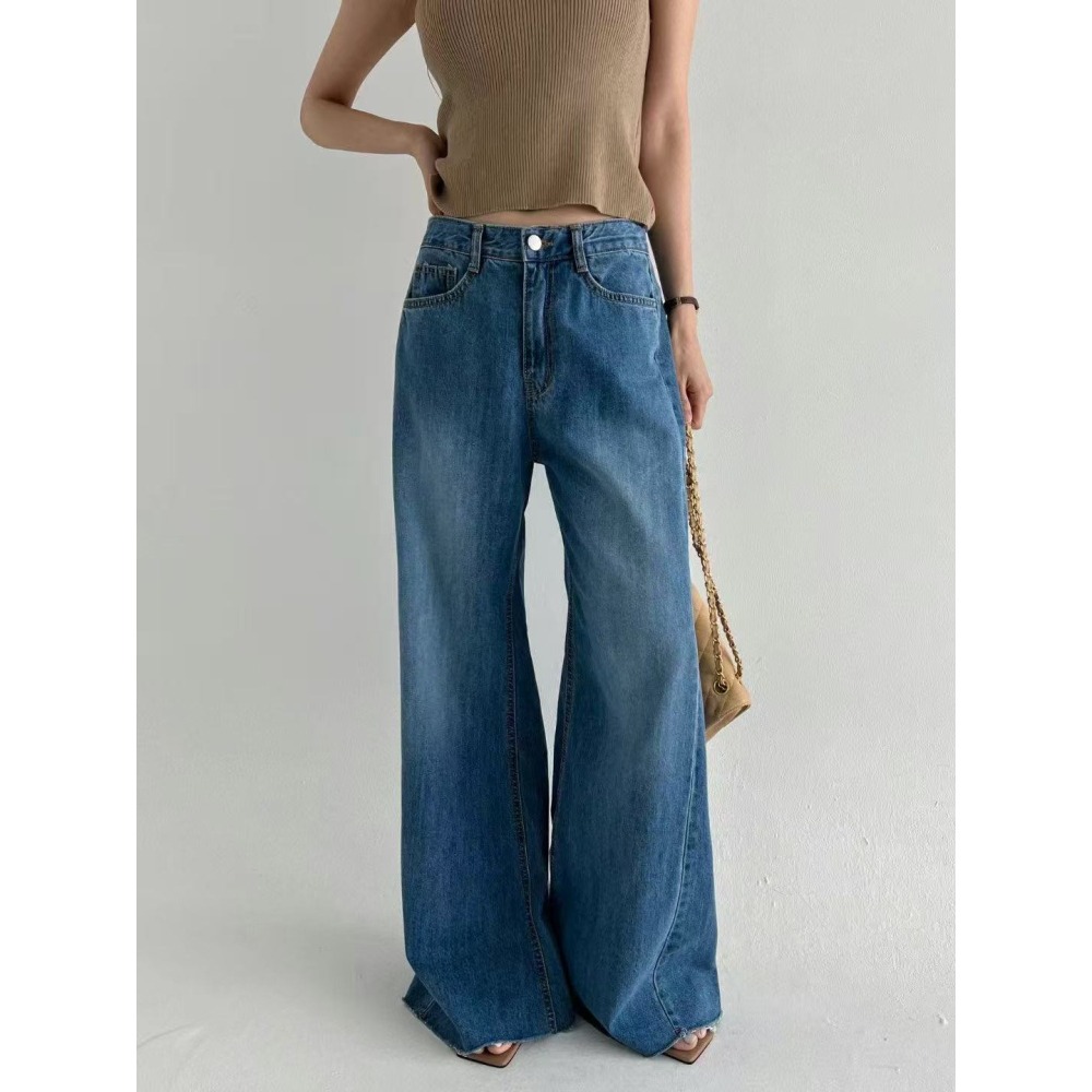 VENUSY｜正韓🇰🇷 - 純棉透氣舒適☀ 韓國女裝｜純棉寬鬆薄款喇叭牛仔褲 韓國牛仔褲-細節圖3