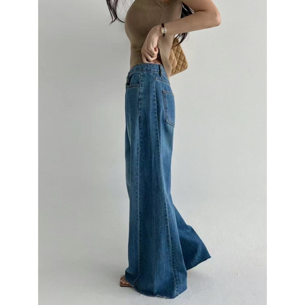 VENUSY｜正韓🇰🇷 - 純棉透氣舒適☀ 韓國女裝｜純棉寬鬆薄款喇叭牛仔褲 韓國牛仔褲-細節圖5