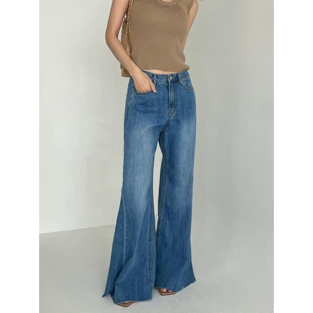 VENUSY｜正韓🇰🇷 - 純棉透氣舒適☀ 韓國女裝｜純棉寬鬆薄款喇叭牛仔褲 韓國牛仔褲-細節圖6