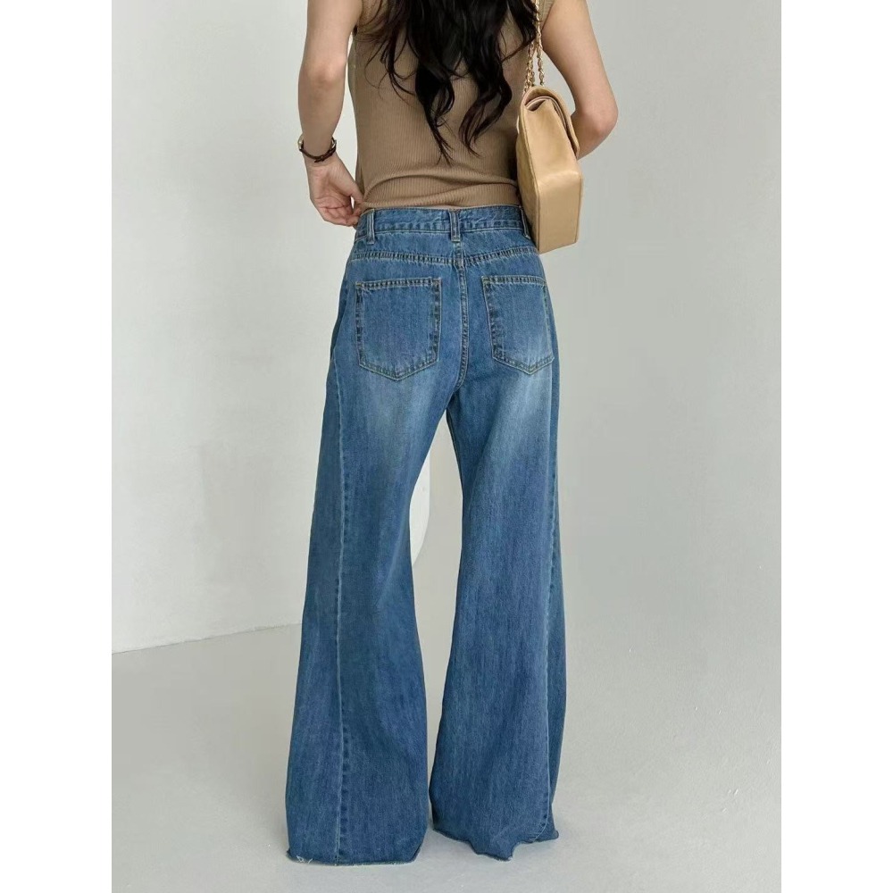 VENUSY｜正韓🇰🇷 - 純棉透氣舒適☀ 韓國女裝｜純棉寬鬆薄款喇叭牛仔褲 韓國牛仔褲-細節圖7