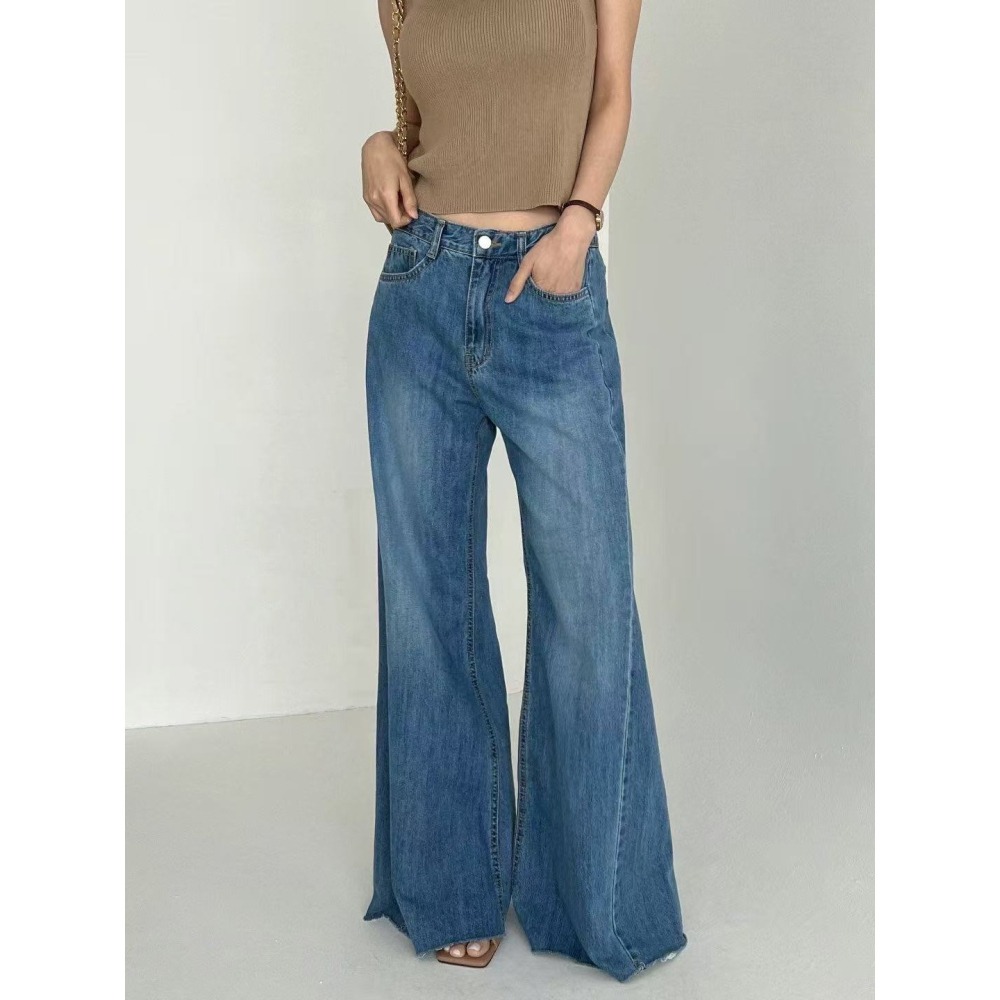 VENUSY｜正韓🇰🇷 - 純棉透氣舒適☀ 韓國女裝｜純棉寬鬆薄款喇叭牛仔褲 韓國牛仔褲-細節圖8