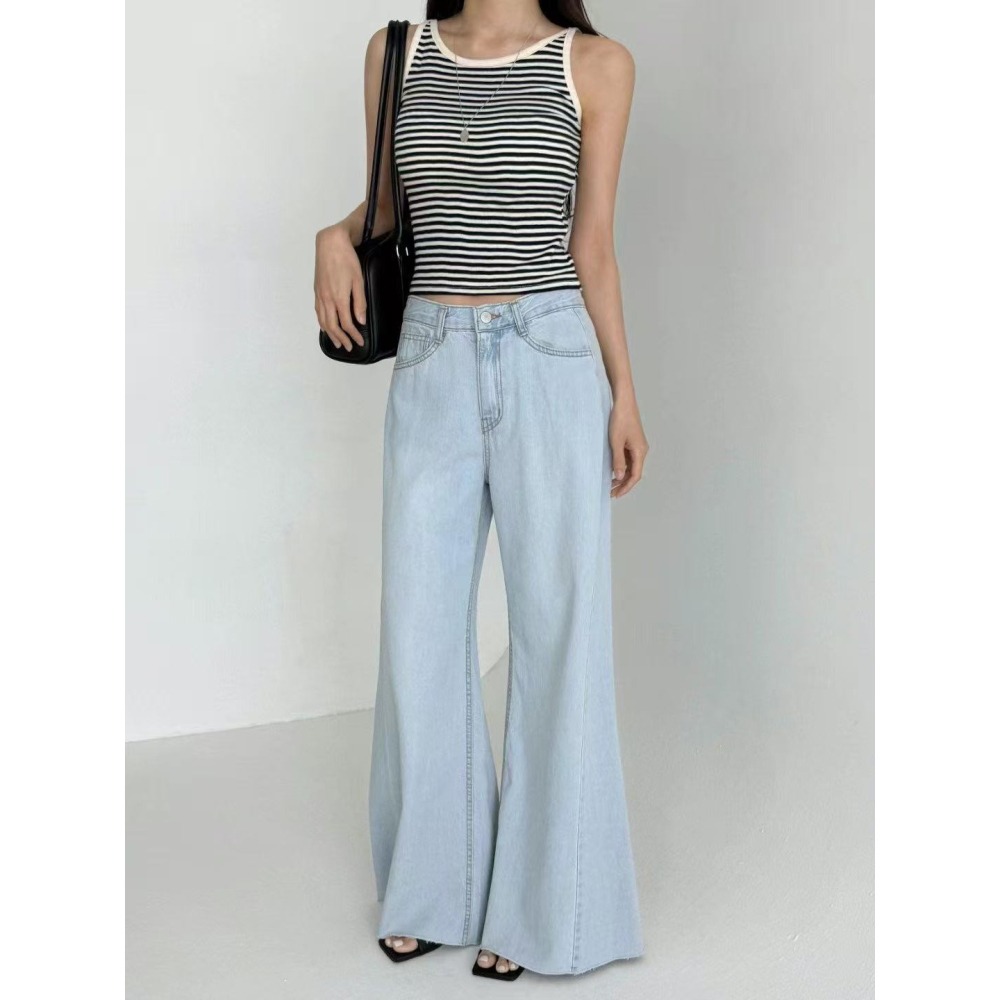 VENUSY｜正韓🇰🇷 - 純棉透氣舒適☀ 韓國女裝｜純棉寬鬆薄款喇叭牛仔褲 韓國牛仔褲-細節圖11