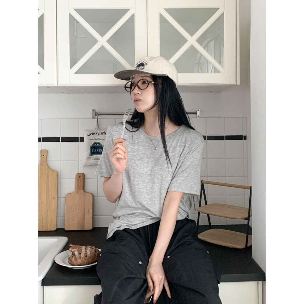 VENUSY｜正韓🇰🇷 - 韓國女裝｜基本款寬鬆純色T恤 韓國T恤-細節圖4