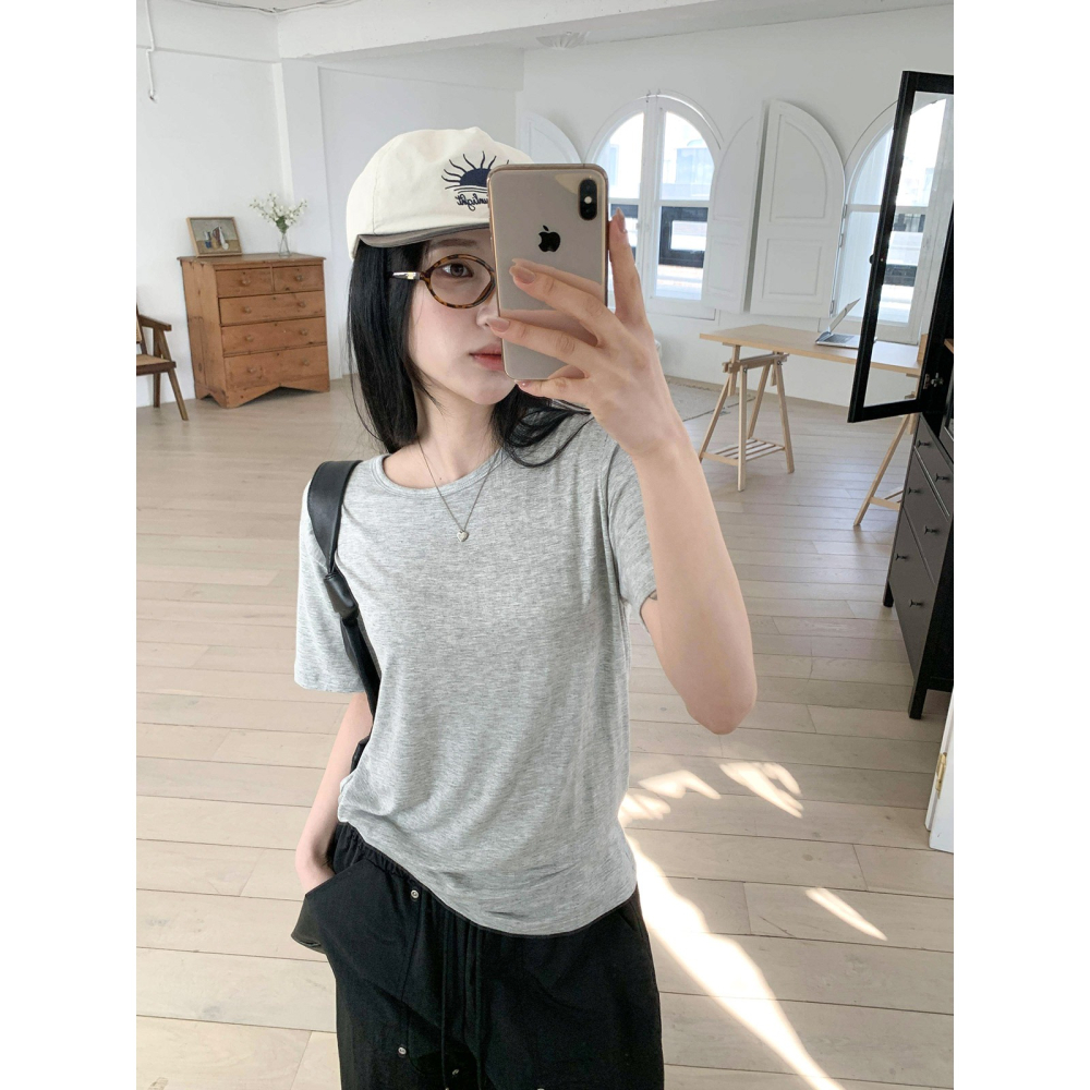 VENUSY｜正韓🇰🇷 - 韓國女裝｜基本款寬鬆純色T恤 韓國T恤-細節圖7