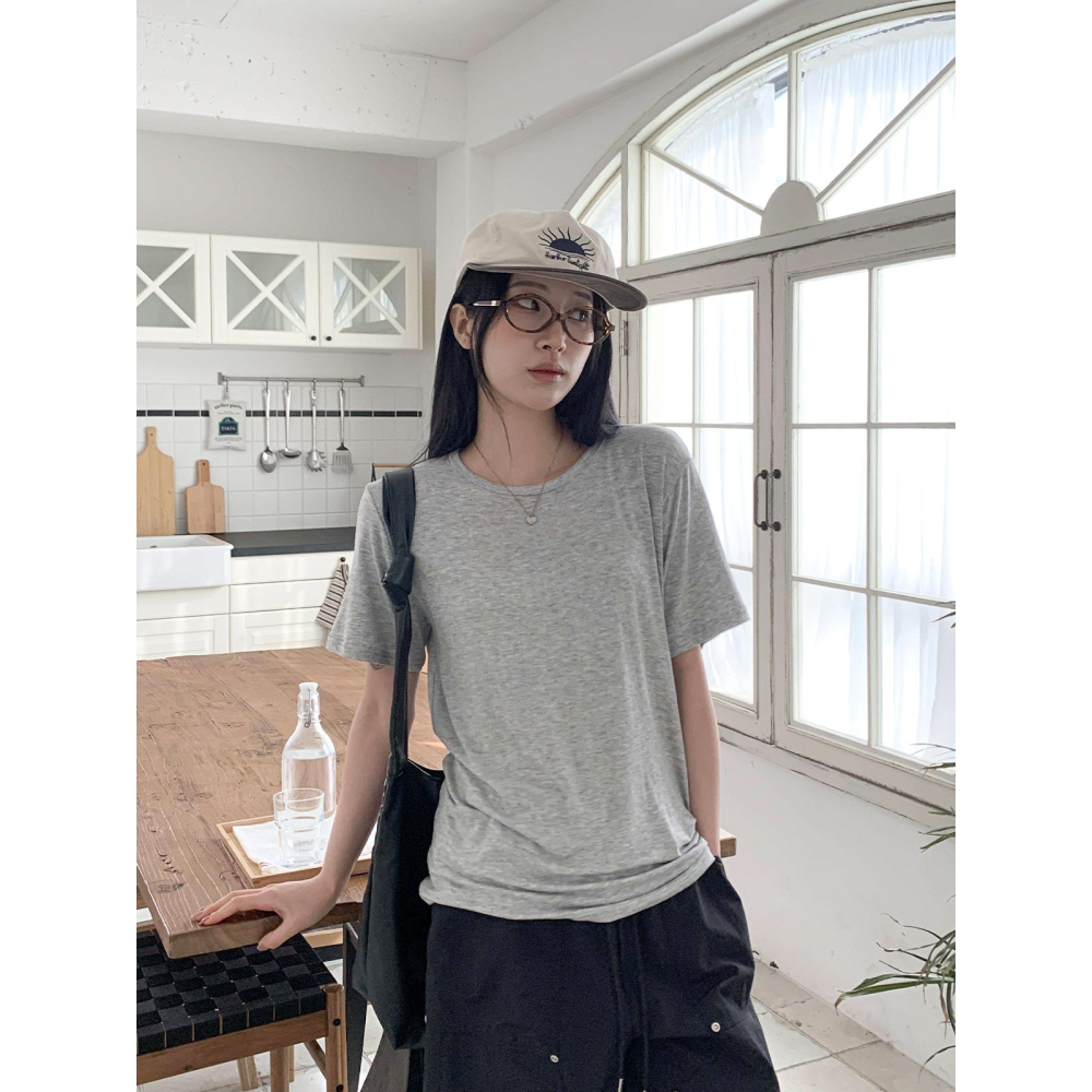 VENUSY｜正韓🇰🇷 - 韓國女裝｜基本款寬鬆純色T恤 韓國T恤-細節圖9