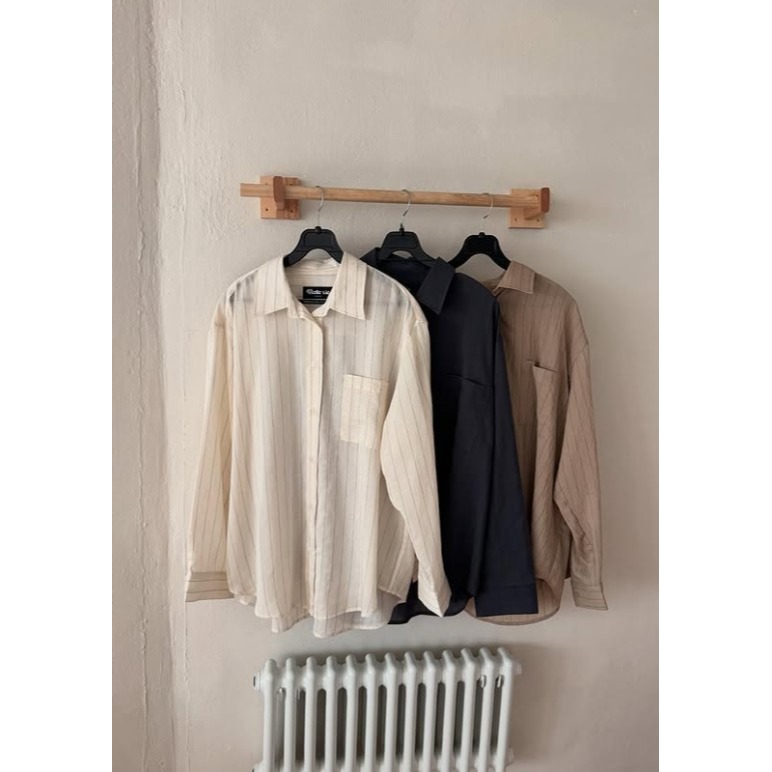 VENUSY｜正韓🇰🇷 - 韓國女裝｜亞麻線條透光襯衫 韓國襯衫-細節圖11