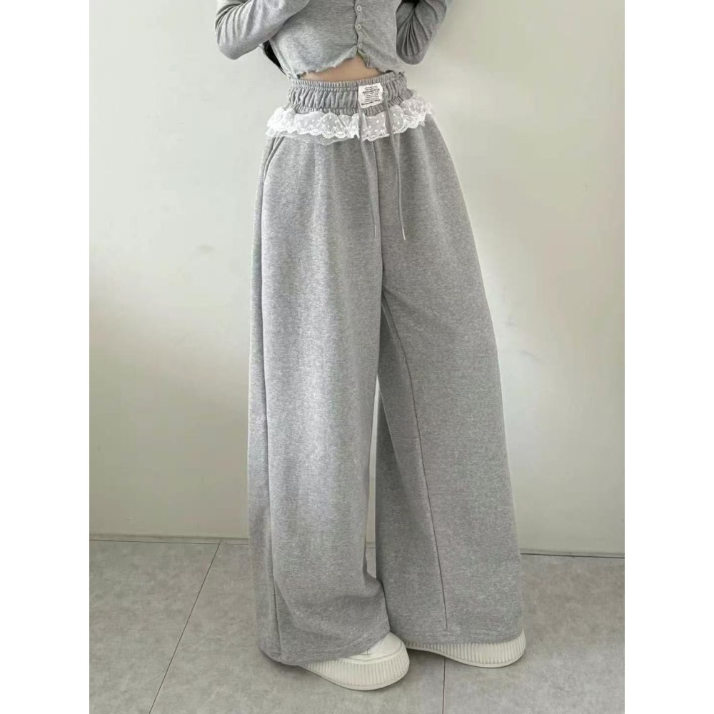 [現貨+預購] VENUSY｜正韓🇰🇷 - 韓女必備✔ 韓國女裝｜純棉雙層蕾絲運動長褲-細節圖5