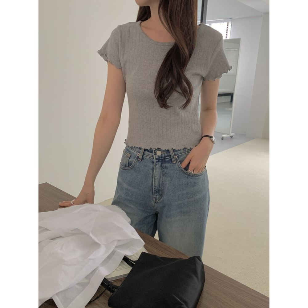 VENUSY｜正韓🇰🇷 - 𝟷𝟶𝟶%棉☀ 韓國女裝｜純棉木耳袖鏤空短袖T恤 韓國T恤-細節圖9